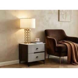 7seas 2 Drawer Bedside Table with Metal Legs 48 x 39 x 46.5cm in Grey - Size: 48 x 39 x 46.5 cm - thumbnail 6