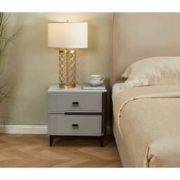 7seas 2 Drawer Bedside Table with Metal Legs 48 x 39 x 46.5cm in Grey - Size: 48 x 39 x 46.5 cm - thumbnail 7