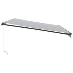 Berkfield Home Manual Retractable Awning Anthracite & White 500x300 cm in Black - thumbnail 4