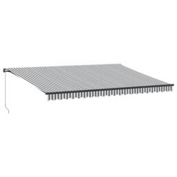 Berkfield Home Manual Retractable Awning Anthracite & White 500x300 cm in Black - thumbnail 2