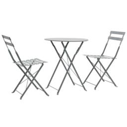 Berkfield Home 3 Piece Bistro Set Steel Grey - thumbnail 2