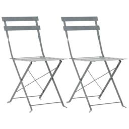 Berkfield Home 3 Piece Bistro Set Steel Grey - thumbnail 5