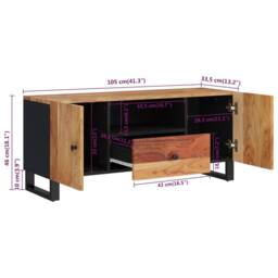 Berkfield Home TV Cabinet 105x33.5x46 cm Solid Wood Acacia&Engineered Wood in Brown - thumbnail 9