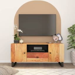 Berkfield Home TV Cabinet 105x33.5x46 cm Solid Wood Acacia&Engineered Wood in Brown - thumbnail 2