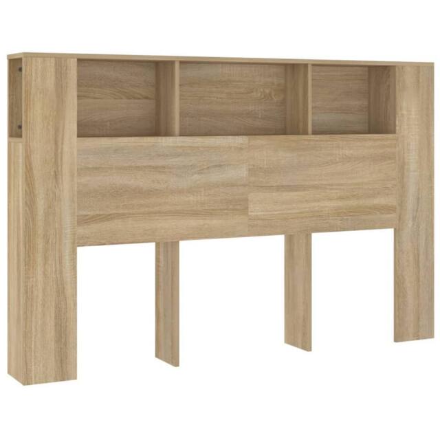 Berkfield Home Headboard Cabinet Sonoma Oak 160x18.5x104.5 cm in Light Tan - image 1