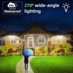 Havendro 346 LED Solar Power Motion Sensor Wall Light Outdoor Garden Lamp in Black - thumbnail 3