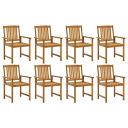 Berkfield Home Garden Chairs 8 pcs Solid Acacia Wood in Brown - thumbnail 1