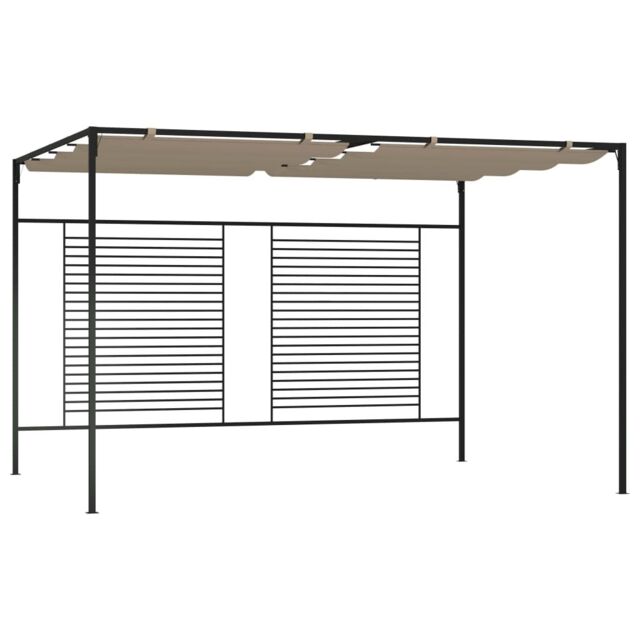 Berkfield Home Gazebo with Retractable Roof 3x4x2.3 m Taupe 180 g/m ² in Beige - image 1