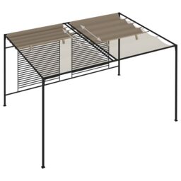 Berkfield Home Gazebo with Retractable Roof 3x4x2.3 m Taupe 180 g/m ² in Beige - thumbnail 5