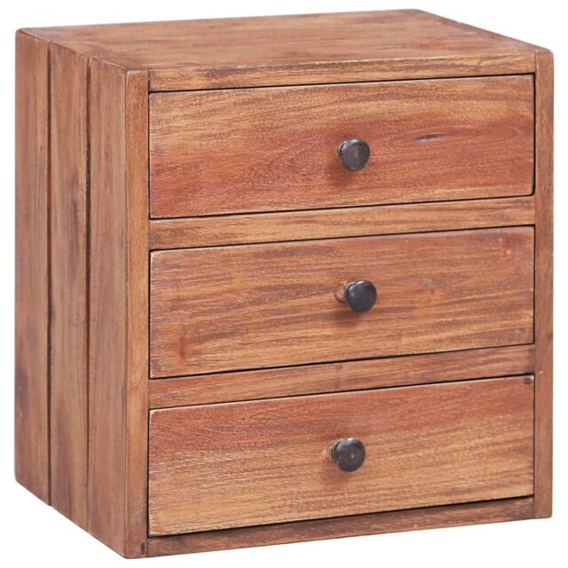 Berkfield Home Bedside Cabinet with 3 Drawers 35x25x35 cm Solid Reclaimed Wood in Brown - Size: 35 x 25 x 35 cm - image 1