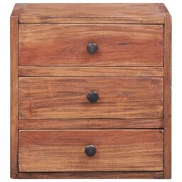 Berkfield Home Bedside Cabinet with 3 Drawers 35x25x35 cm Solid Reclaimed Wood in Brown - Size: 35 x 25 x 35 cm - thumbnail 2