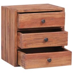 Berkfield Home Bedside Cabinet with 3 Drawers 35x25x35 cm Solid Reclaimed Wood in Brown - Size: 35 x 25 x 35 cm - thumbnail 3