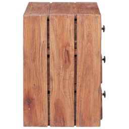 Berkfield Home Bedside Cabinet with 3 Drawers 35x25x35 cm Solid Reclaimed Wood in Brown - Size: 35 x 25 x 35 cm - thumbnail 4