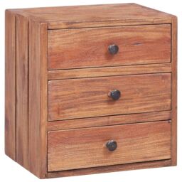 Berkfield Home Bedside Cabinet with 3 Drawers 35x25x35 cm Solid Reclaimed Wood in Brown - Size: 35 x 25 x 35 cm - thumbnail 1