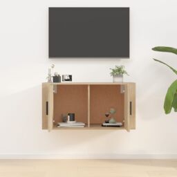 Berkfield Home Wall Mounted TV Cabinet Sonoma Oak 80x34.5x40 cm in Brown - thumbnail 3