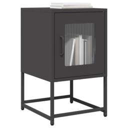 Berkfield Home Bedside Cabinet Black 36x39x60.5 cm Cold-rolled Steel - thumbnail 2