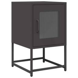 Berkfield Home Bedside Cabinet Black 36x39x60.5 cm Cold-rolled Steel - thumbnail 1