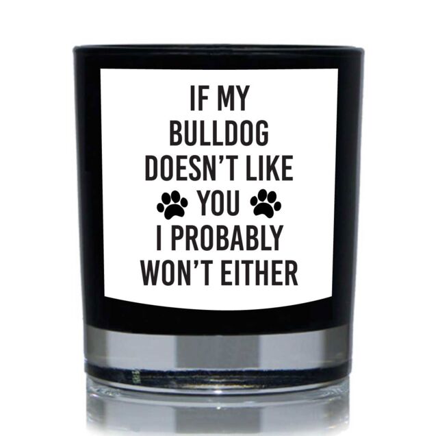 60 SECOND MAKEOVER Bulldog Doesn't Like You Funny 20cl Candle in Black