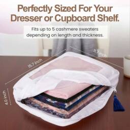 VOGREX XL Washable Cashmere Sweater Storage Pouches Extra Large in White - thumbnail 2