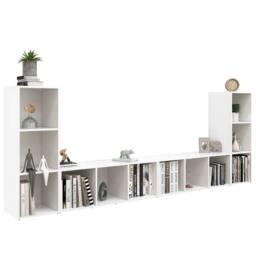 Berkfield Home TV Cabinets 4 pcs White 107x35x37 cm Engineered Wood - Size: 107 x 35 x 37 cm - thumbnail 3