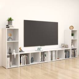 Berkfield Home TV Cabinets 4 pcs White 107x35x37 cm Engineered Wood - Size: 107 x 35 x 37 cm - thumbnail 2