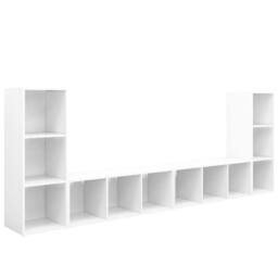 Berkfield Home TV Cabinets 4 pcs White 107x35x37 cm Engineered Wood - Size: 107 x 35 x 37 cm - thumbnail 1