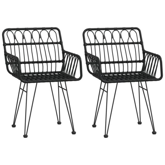 Berkfield Home Garden Chairs 2 pcs with Armrest Black 56x64x80 cm PE Rattan - Size: 56 x 64 x 80 cm - image 1