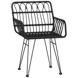 Berkfield Home Garden Chairs 2 pcs with Armrest Black 56x64x80 cm PE Rattan - Size: 56 x 64 x 80 cm - thumbnail 3