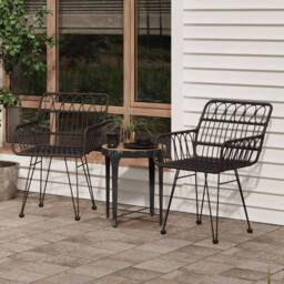 Berkfield Home Garden Chairs 2 pcs with Armrest Black 56x64x80 cm PE Rattan - Size: 56 x 64 x 80 cm - thumbnail 2