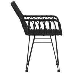 Berkfield Home Garden Chairs 2 pcs with Armrest Black 56x64x80 cm PE Rattan - Size: 56 x 64 x 80 cm - thumbnail 5