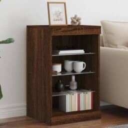 Berkfield Home Sideboard with LED Lights Brown Oak 41x37x67 cm - Size: 41 x 37 x 67 cm - thumbnail 2