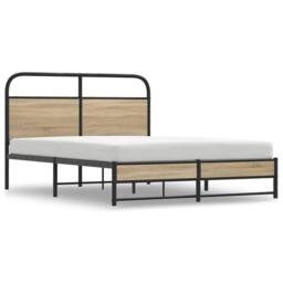 Berkfield Home Bed Frame Without Mattress 140x190 cm Smoked Oak Engineered Wood in Brown - thumbnail 1