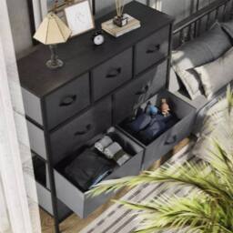 SPETLEK Fabric Chest of Drawers 9 Drawer Dresser Bedroom Bedside Storage in Dark Grey - thumbnail 6