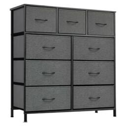 SPETLEK Fabric Chest of Drawers 9 Drawer Dresser Bedroom Bedside Storage in Dark Grey - thumbnail 4