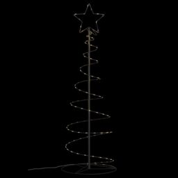 Berkfield Home Christmas Tree Light Cone 100 LEDs Warm White 150 cm in Black - thumbnail 6