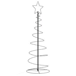 Berkfield Home Christmas Tree Light Cone 100 LEDs Warm White 150 cm in Black - thumbnail 1