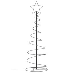 Berkfield Home Christmas Tree Light Cone 100 LEDs Warm White 150 cm in Black - thumbnail 3