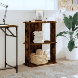 Berkfield Home Elegant Bookcase 3-Tier Smoked Oak 60x30x80 cm Engineered Wood in Brown - Size: 60 x 30 x 80 cm - thumbnail 1