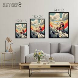 "Artery8 Paris Roubaix Cycling Race Sport Framed Canvas Wall Art Print - Size: W12"" x H16""" - thumbnail 4
