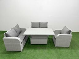 Fimous High Back Poly Rattan Garden Furniture Set w/ Reclining Chair Loveseat Sofa Adjustable Lifting Dining or Coffee Table Indoor Outdoor Patio Set - thumbnail 1