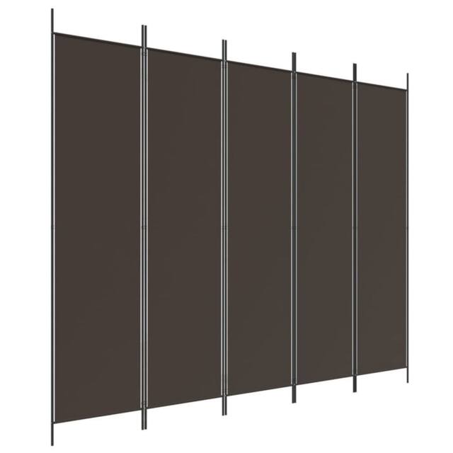 Berkfield Home 5-Panel Room Divider Brown 250x200 cm Fabric - image 1
