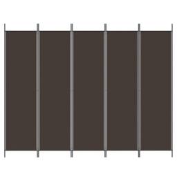 Berkfield Home 5-Panel Room Divider Brown 250x200 cm Fabric - thumbnail 3