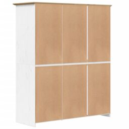 Berkfield Home Wardrobe BODO White & Brown 151.5x52x176.5cm Solid Wood Pine - Size: 151.5x52x176.5 cm - thumbnail 6