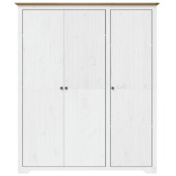 Berkfield Home Wardrobe BODO White & Brown 151.5x52x176.5cm Solid Wood Pine - Size: 151.5x52x176.5 cm - thumbnail 3
