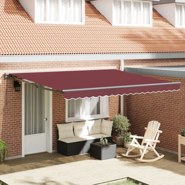 Berkfield Home Retractable Awning Burgundy Red 400x300 cm Polyester & Metal - image 1