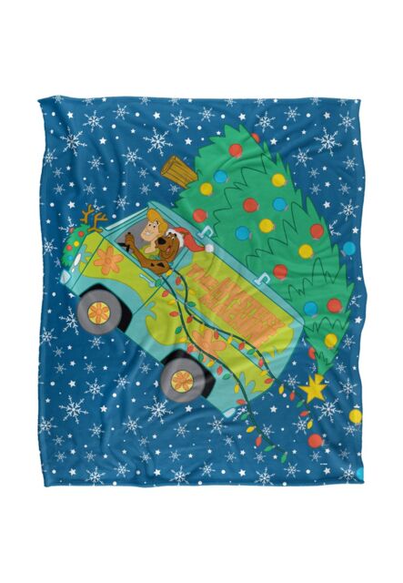 Warner Brothers Scooby Doo Oh Christmas Tree Van Silky Touch Super Soft Throw Blanket in White - image 1