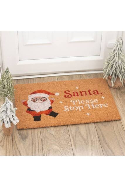 KDMD Festive Santa Claus Doormat - Warm Welcome for Christmas Entryway in Brown - Size: Medium - image 1