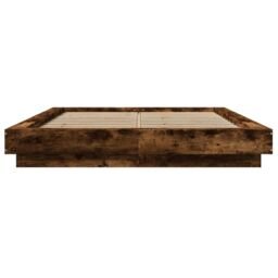 Berkfield Home Bed Frame with LED Lights without Mattress Smoked Oak 120x200cm in Brown - Size: Small Double - thumbnail 5
