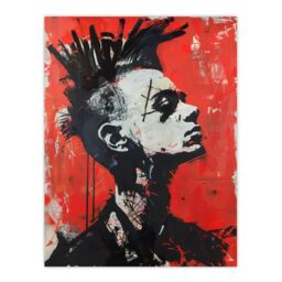 "Artery8 Punk Mohawk Modern Portrait Street Art Goth Wall Art Print in Red - Size: W12"" x H16""" - thumbnail 1