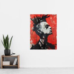 "Artery8 Punk Mohawk Modern Portrait Street Art Goth Wall Art Print in Red - Size: W12"" x H16""" - thumbnail 4